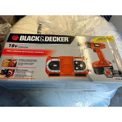 Black & Decker 18V Cordless Drill & Radio W/ Charger