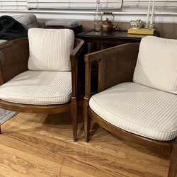 Pair of Vintage American of Martinsville Cane Barrel Lounge Chairs
