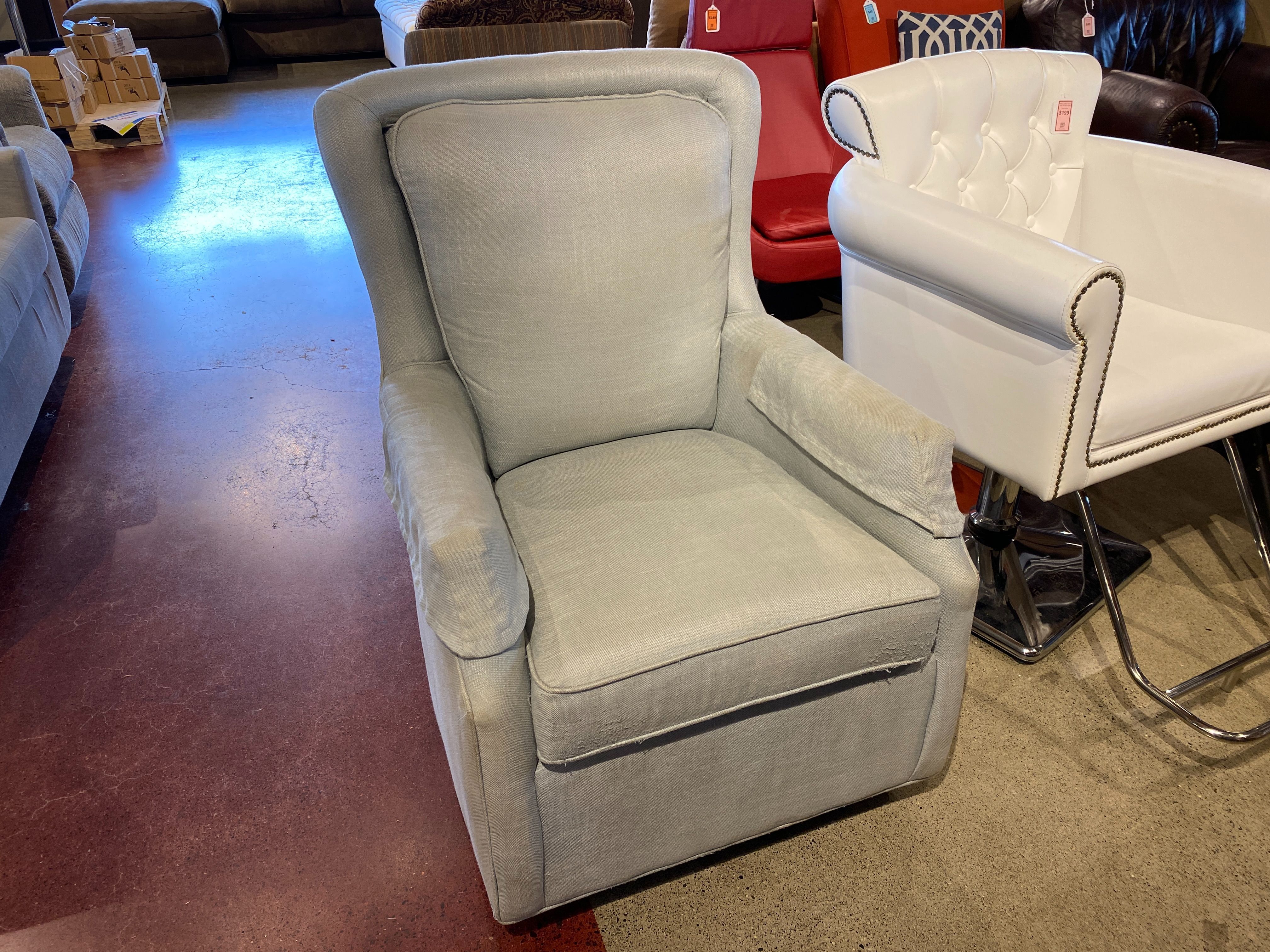 BASSETT Grey Fabric Rocking Swivel Chair
