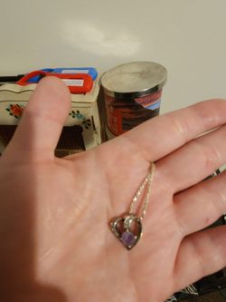Heart necklace with amethyst