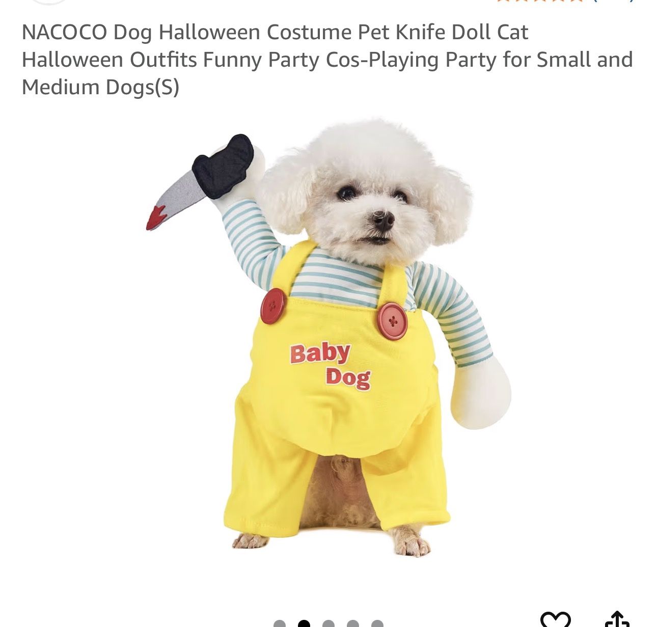 Dog Halloween Costume Pet Knife Doll Cat Halloween Outfits Funny Party Cos-Playing Party for Small and Medium Dogs(S)