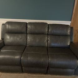  Real Leather Black/charcoal Couches