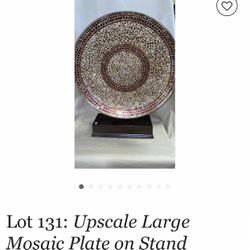 Mosaic Plate Art on  Stand 20”