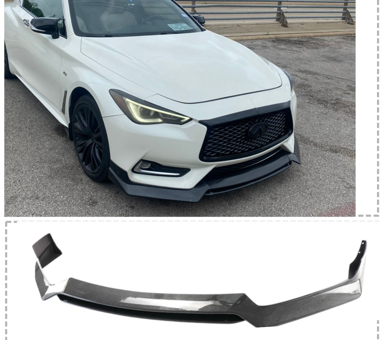 For Infiniti Q60 2017-2022 Carbon Fiber RS Style Front Bumper Lip Chin Splitter