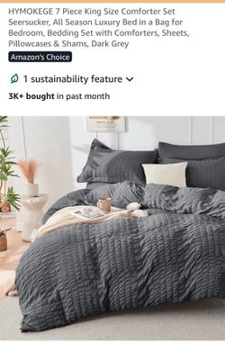 HYMOKEGE 7 PCS  king comforter set(gray)