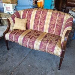 Fancy Loveseat Settee Sofa Red Yellow Very NiceUpholstery 52 Inches 