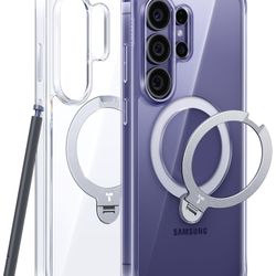 TORRAS Q3 Spin for Samsung Galaxy S26 Ultra Case with Kickstand, Compatible with Magsafe, Slim Hard PC Protective S26 Ultra Clear Case with 360 Magnet