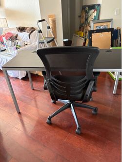Office Desk + Adjustable Mesh Office Chair