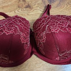 Cacique Boost Balconette Bra Red Lace Size 40DDD