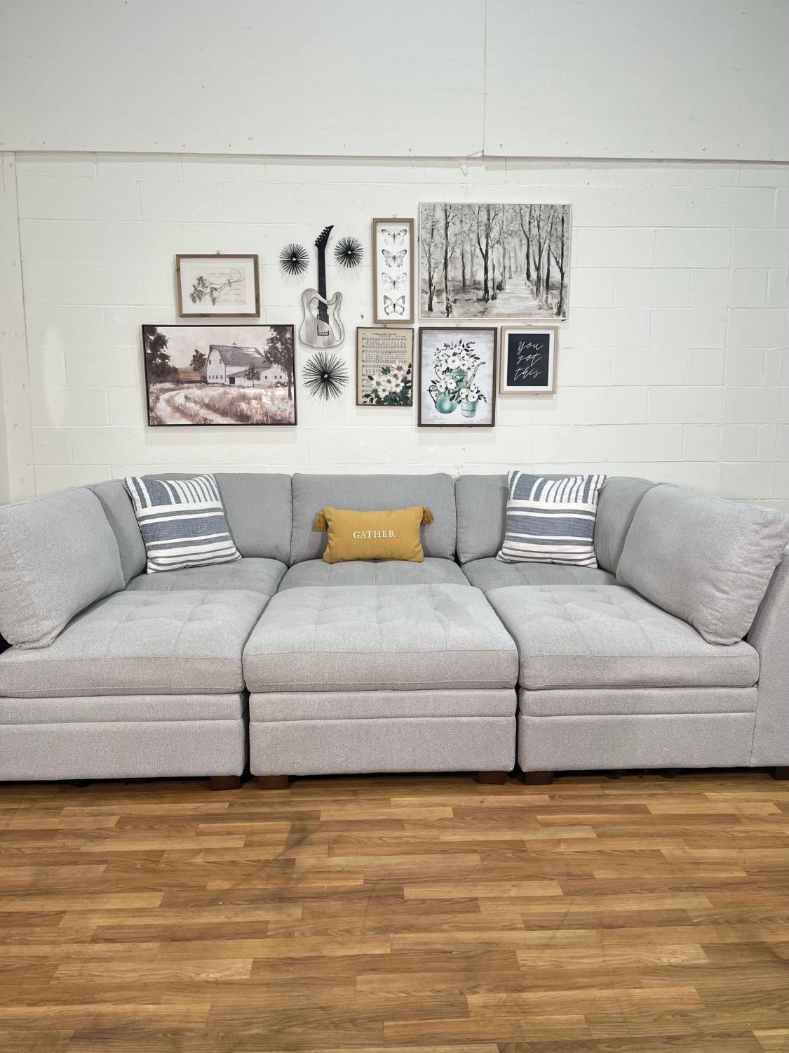 Tisdale Light Gray 6pc Modular Sectional Couch | Free Delivery