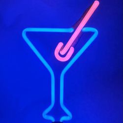 Martini Glass Cocktail Neon Light Sculpture Bar Man Cave Home Decor
