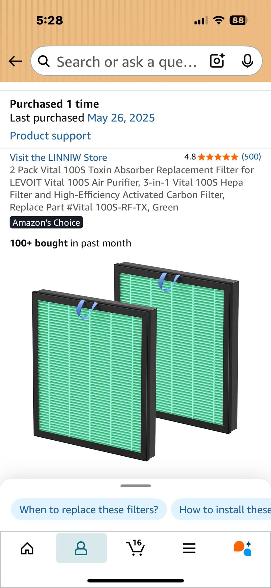 Levoit 100S Replacement Filters