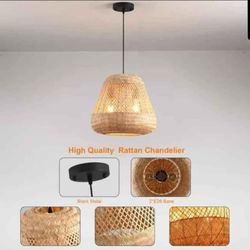 Rattan Pendant Light Boho Wicker Chandelier Farmhouse Ceiling Light Fixture