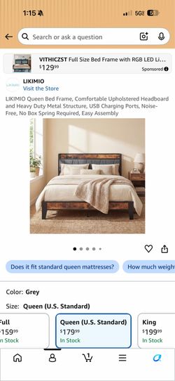 LIKIMIO Queen Bed Frame Like new