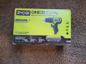 NEW RYOBI PSBDD01K 18V ONE+ BRUSHLESS CORDLESS COMPACT 1/2 INCH DRILL KIT
WITH (2) 1.5AH BATTERIES, CHARGER AND BAG