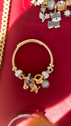 Gold-Tone Charm Bangle Bracelet
