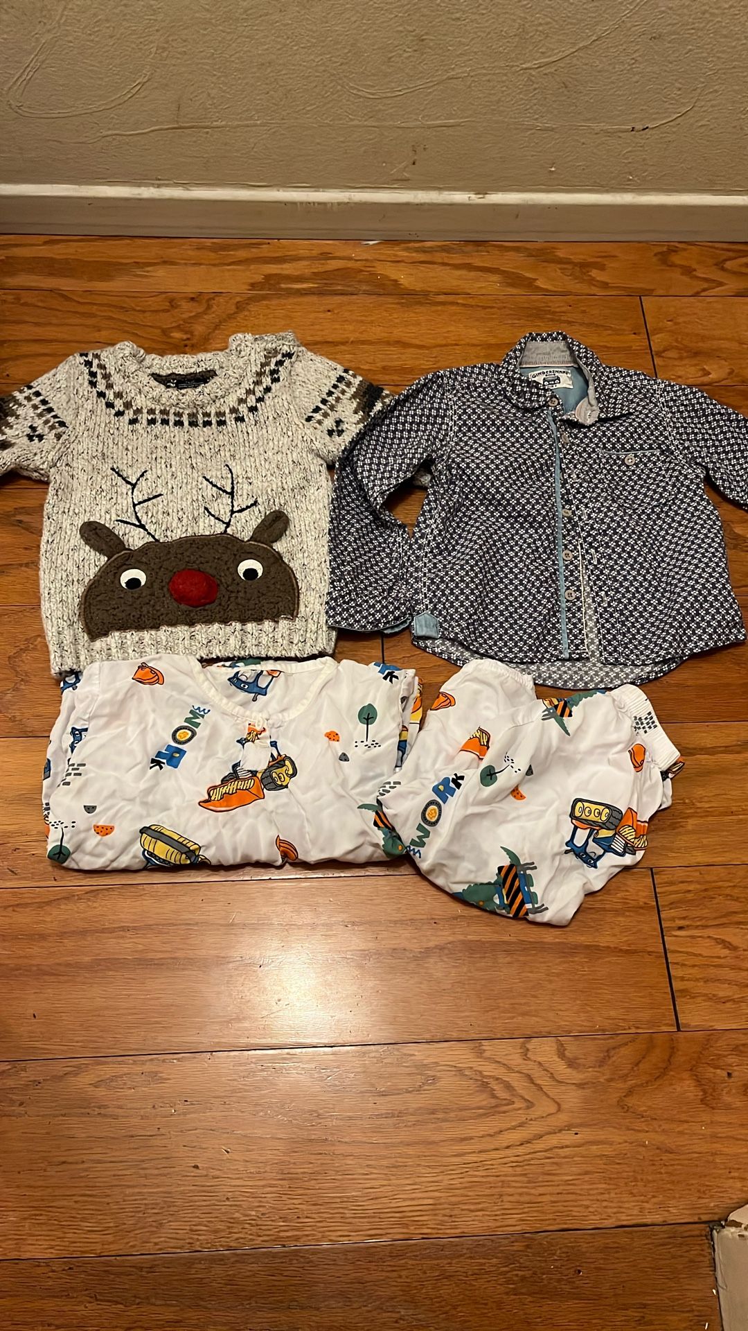 Lot Of 4pcs Toddler Boy Size 12-24months Christmas Sweater Gingersnaps Shirt Pajama 