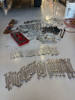Collection of craftsman tools wrenches sockets ratchets screwdrivers