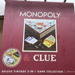 Monopoly & Clue  (76) WS Game 2-in-1 Deluxe Vintage Edition