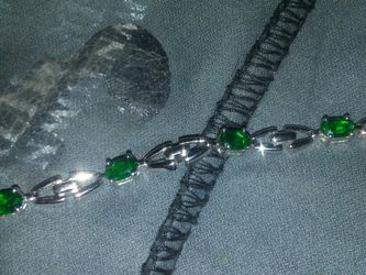 Emerald sterling silver bracelets