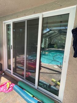 White Aluminum Sliding Glass Patio Door