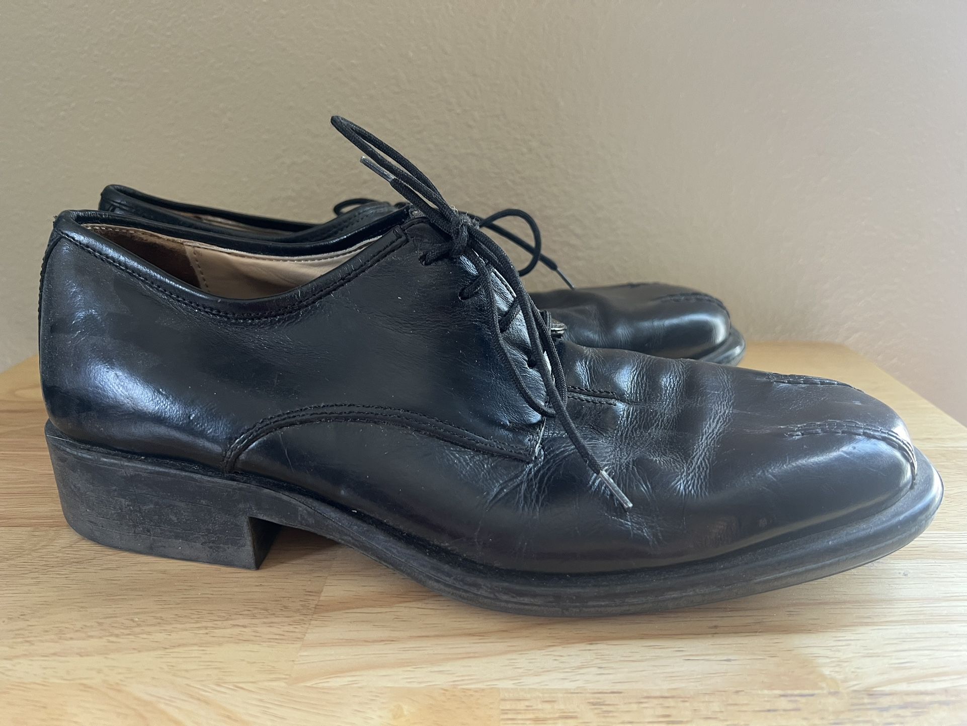Adolfo Black Leather Mens Shoes Size 10 M 3327/1 Made in Italy Great Condition Oxfords & Lace-ups