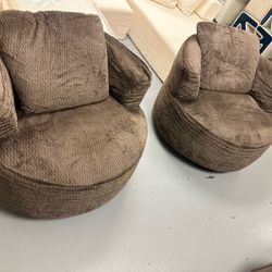 Brand new 40" Brown Swivel Accent Chair,Modern Swivel Chairs with Wide Armrests and Large Backrest,Upholstered Accent Chair,Round Comfy Chairs for liv