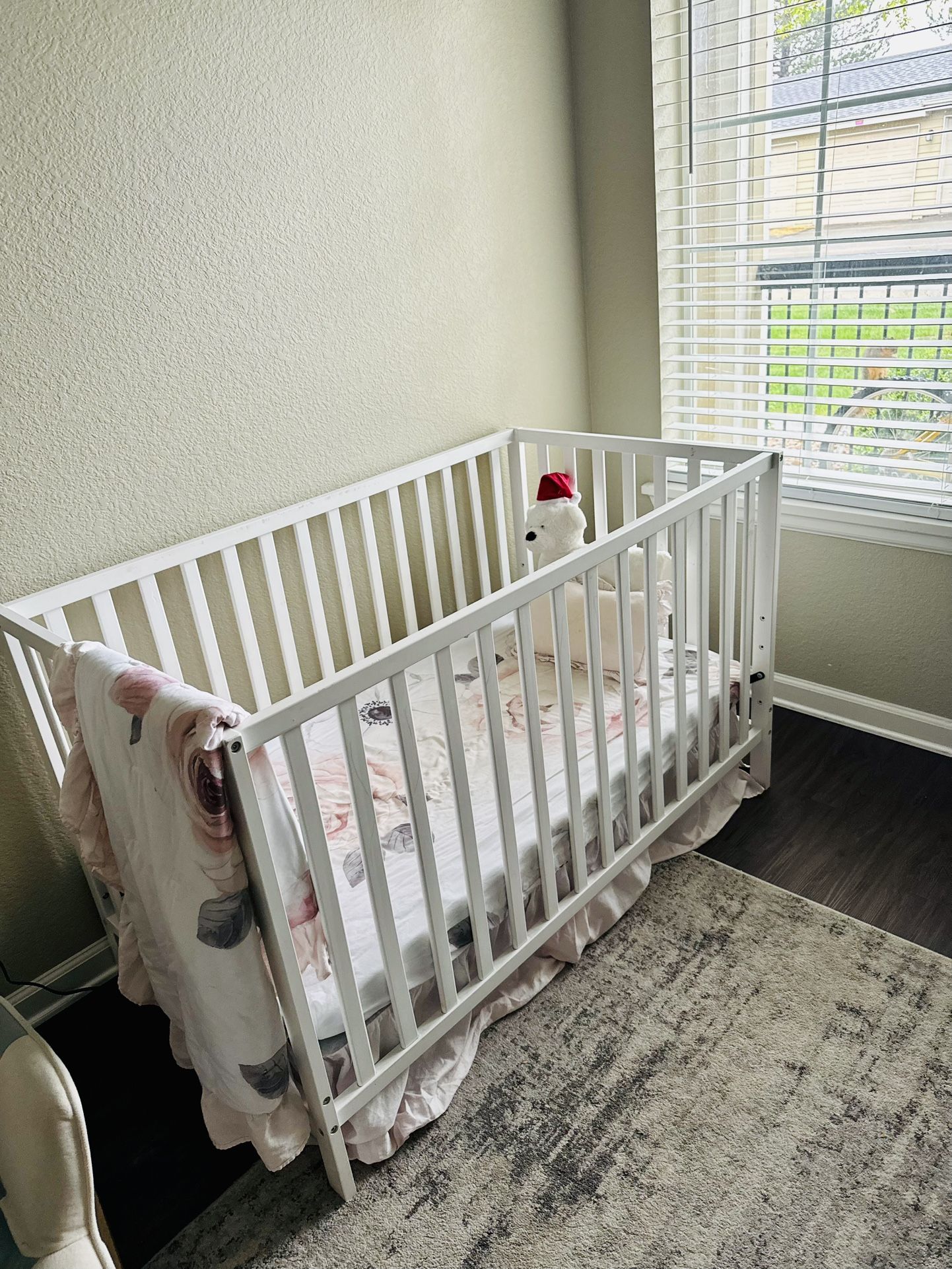 White Crib with Mattress