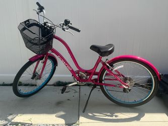 Electra Townie 7D Step-Thru Cruiser Bike – Magenta / Pink w/ Basket & Fenders
