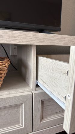 Light Wood TV Stand with Storage
