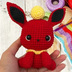 Unique Fire Pokemon Flareon Handmade Collectible Crochet Cute Bag Charm Amigurumi 