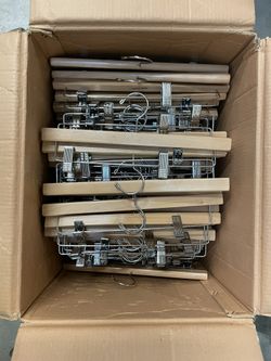 Box Of 90 Wooden Hangars For Pants All New