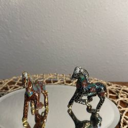 Vintage Cloisonné Horses ( 2 ) In Nice Condition 