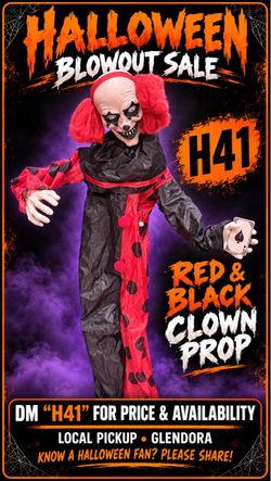 Halloween Red & Black Clown Prop – Haunted House Decor H41