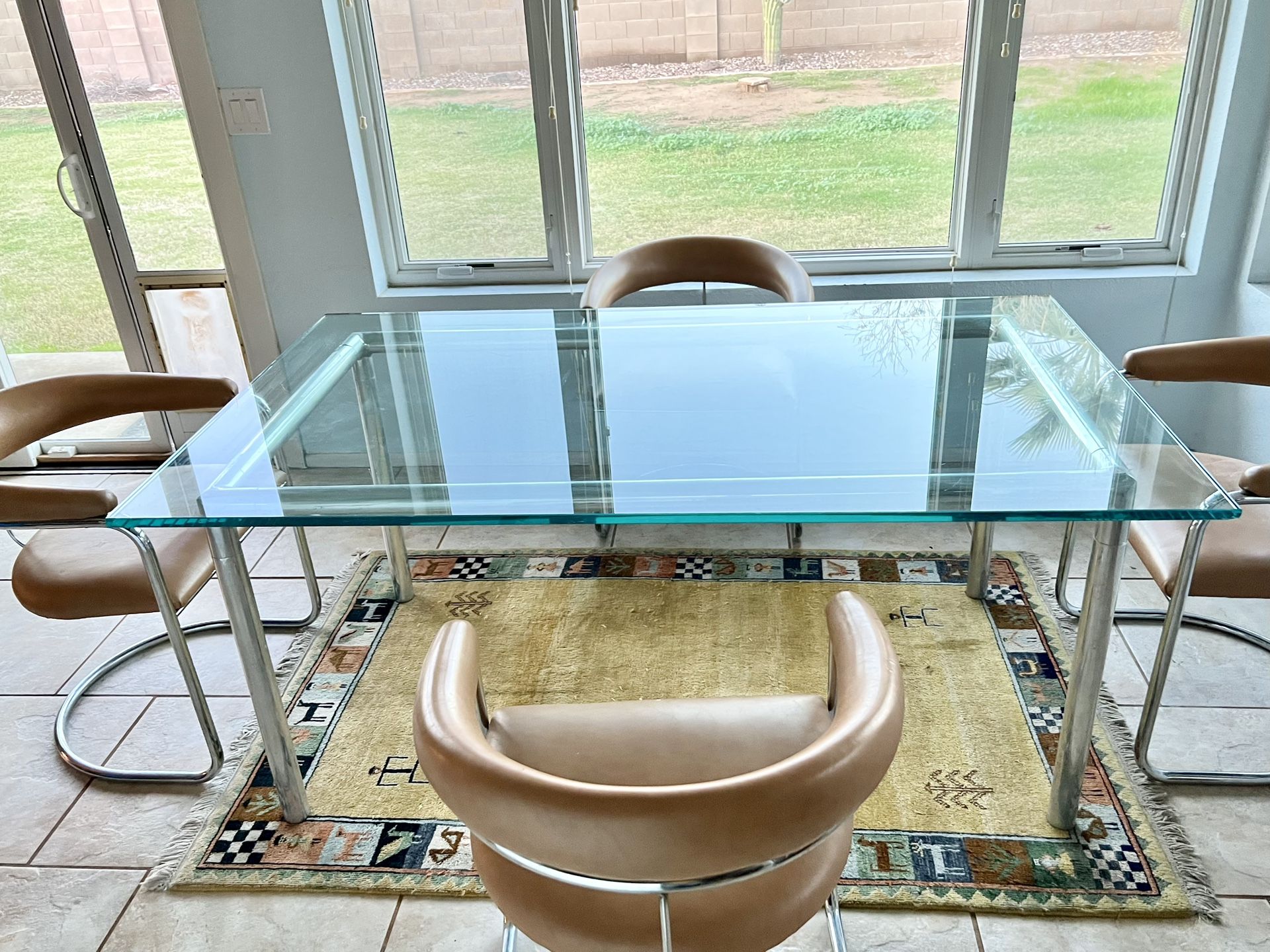 Glass And Chrome Dining Kitchen Table Or Desk