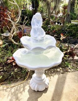 3 Tier Concrete Water Fountain: 31”W x 22”D x 50”H