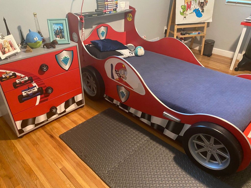 Car Race Kids Twin Bed and drawer 