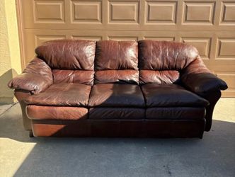 Brown leather sofa