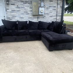 Black Velvet Sectional Sofa 