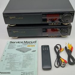 2 Panasonic, Professional Use. VCRs with Remote, Cables and Operating Instructions/Service Manual. Both Work Fine.