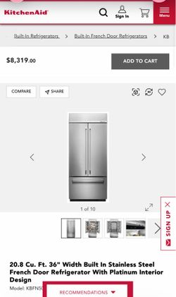 ✨ KitchenAid 36” Built-In French Door Refrigerator – New Open Box! ✨  Upgrade your kitchen with this premium KitchenAid KBFN506ESS built-in refrigerat