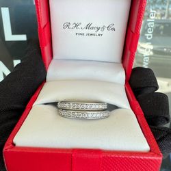 14k white gold double wedding 1.02 CTW diamond band rings 6.5 size