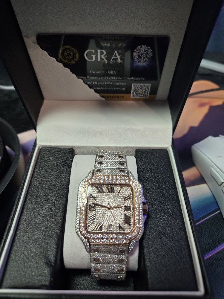 Moissanite Watch 2 Tone Rose Gold And Silver