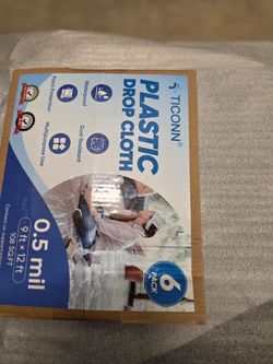 TICONN Plastic Drop Cloths 9x12 ft 0.5 mil (5 Packs of 6)