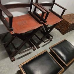 Leather Director Chair by R.T custom made Oak tree Lather Metal