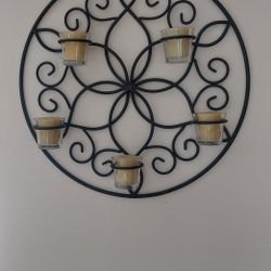 Traditional Plants, Candle & Flowers Wall Decor on Metal
