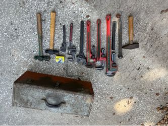 Kennedy K‑24 Tool Box Full of RIDGID Pipe Wrenches + Hand Tools