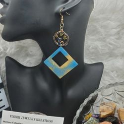 Handmade super cute moon cat dangle earrings