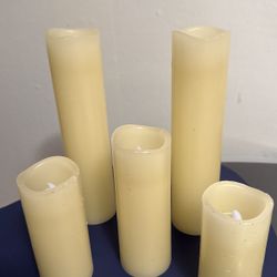 Set of 5 Vickiss Flameless Candles Battery Operated Ivory