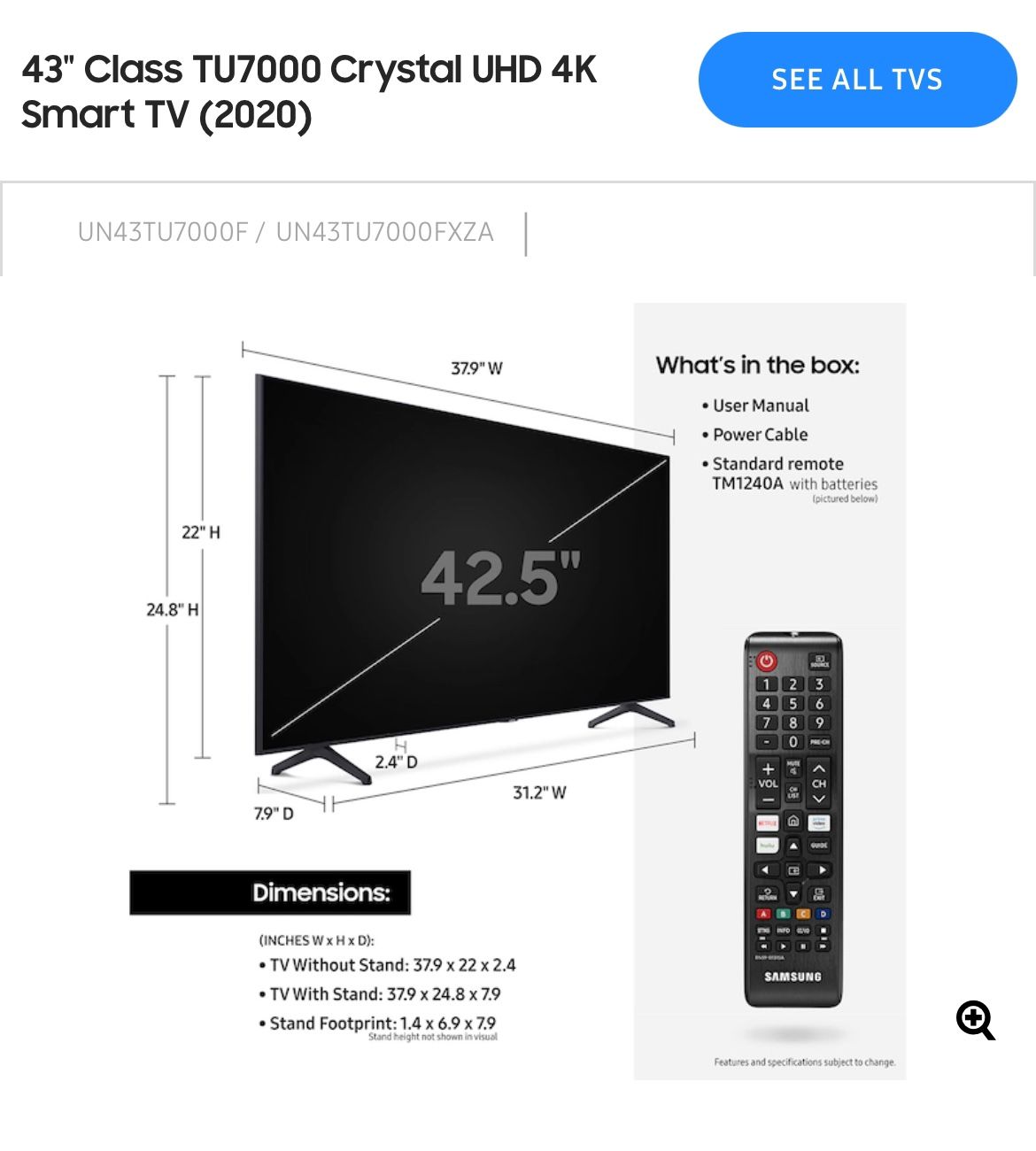 Samsung TV 43” 4k